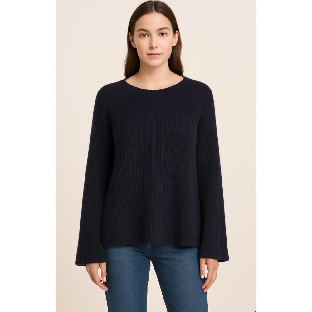 Naked Cashmere Blue Rib Bell Sleeve Cashmere Sweater Womens XS